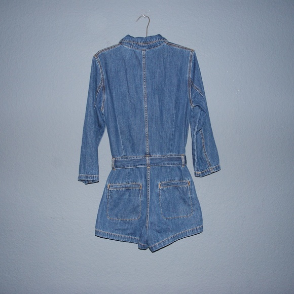 FREE PEOPLE Denim Green River One-Piece Romper D3 - Picture 6 of 8